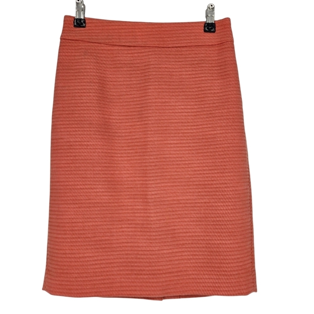 Ann Taylor Straight Pencil Skirt Coral Tweed Zip Back Petite 00P